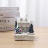 Resin Rotating Christmas Village House Statue Lighted Music Snow Village Desk Ornaments New Year 2024 Christmas Decoration