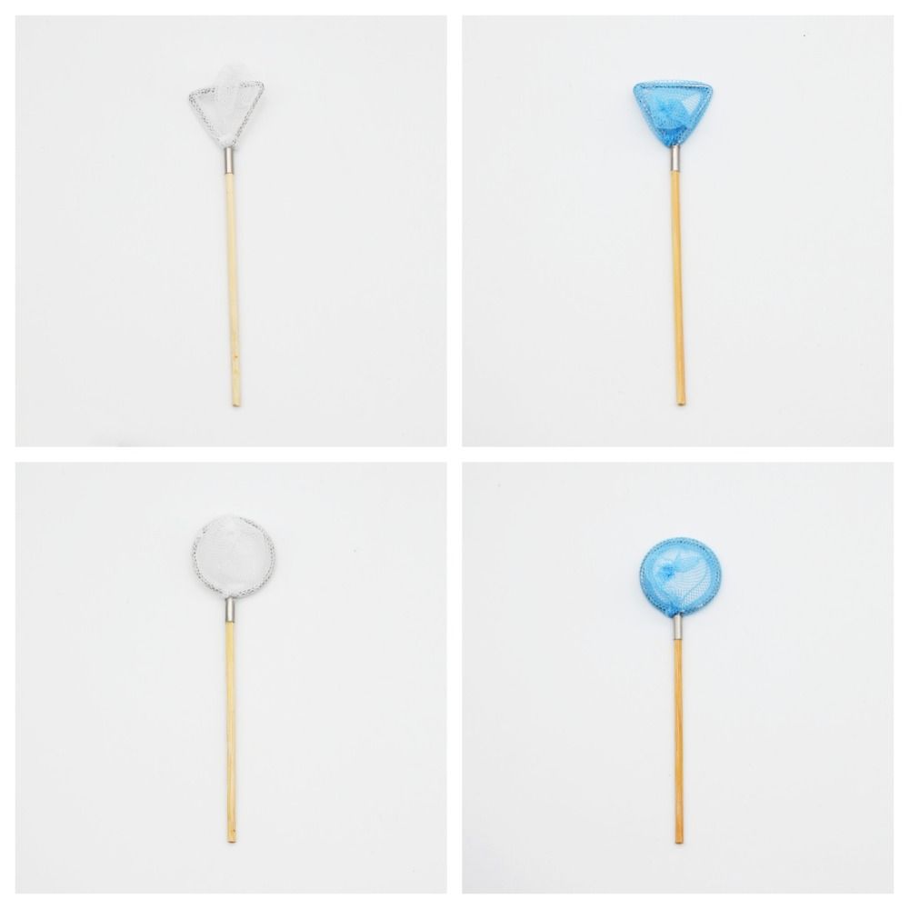 DIY Mini Fishing Net Pole White Butterfly Nets Model Cute Miniature Sea Scene Props Ob11