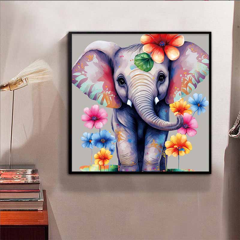 New Arrival 5D DIY Full Circle Diamond Painting "Colorful Flower Elephant" Embroidery Cross Stitch Home Decor Gift