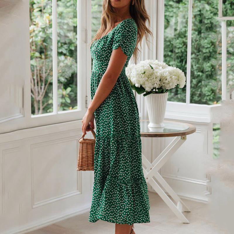 Vestidos, винтажное винтажное платье с пышными рукавами, летние пляжные милые платья, повседневное длинное платье макси с квадратным воротником и цветочным принтом festa