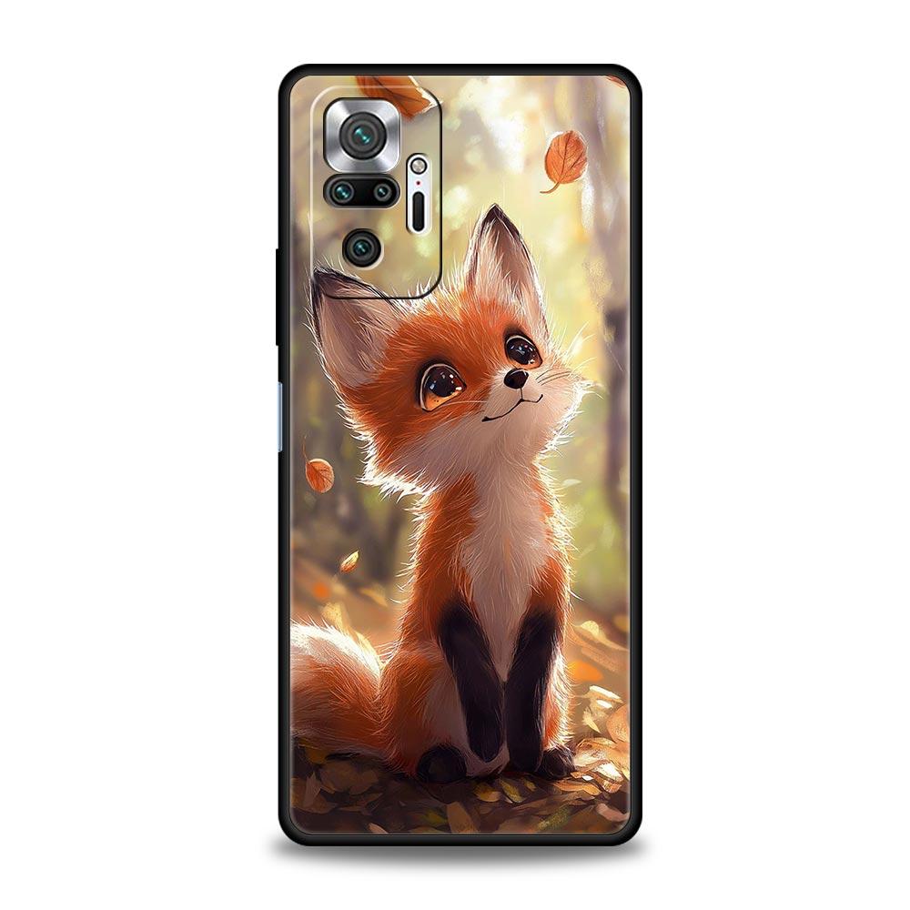 Чехол для телефона Красная Лиса для Redmi 14C 10C Note 14 13 12 10 11 K40 K50 Pro Plus 5G Ударопрочный Мягкий ТПУ Корпус Fundas Capas Сумки
