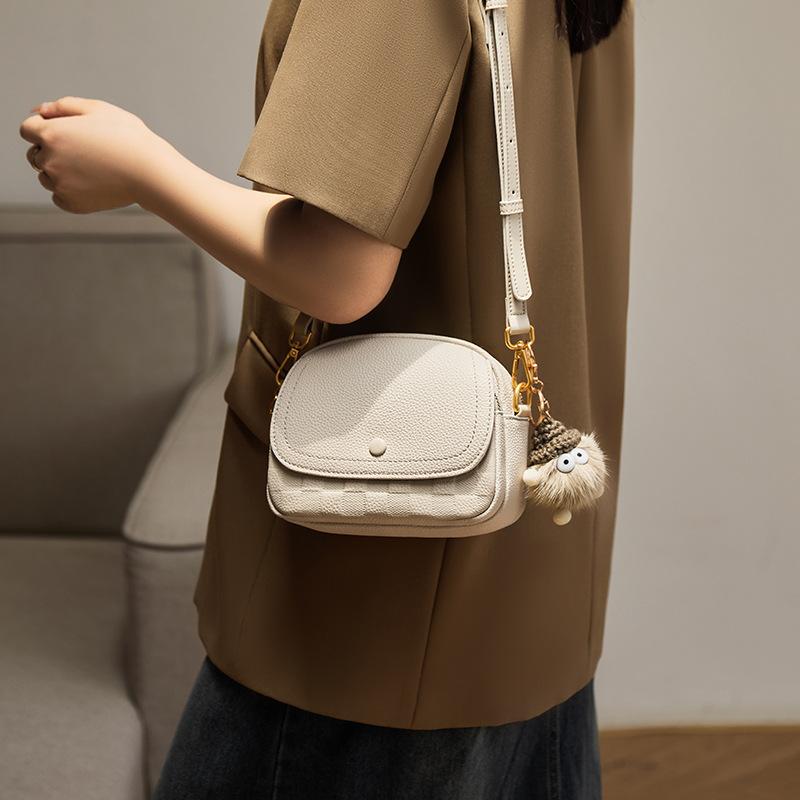 Mrs. Qiao Bag for Women 2025 New Autumn Winter Versatile Ladies Small Round Bag High-end Crossbody Small Bag Genuine Leather Women's Bag