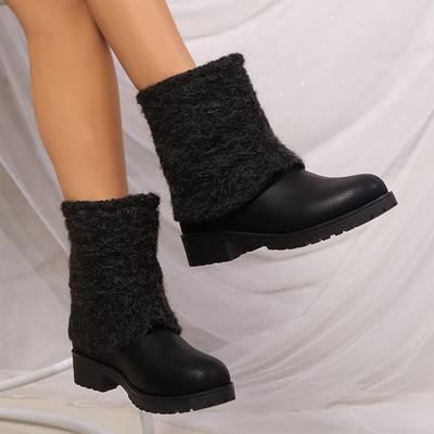 Женские водонепроницаемые зимние ботинки из искусственной кожи 2024, ботильоны на платформе из искусственного меха, женские ботинки на толстой подошве с пушистым мехом, хлопковая обувь