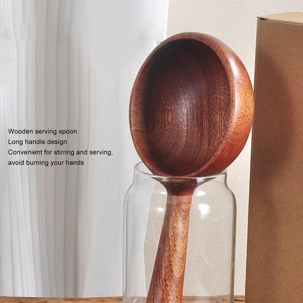Solid Wood Wooden Ladle Multifunctional Wooden Serving Spoon Tablespoon Wooden Water Ladle  Cooking