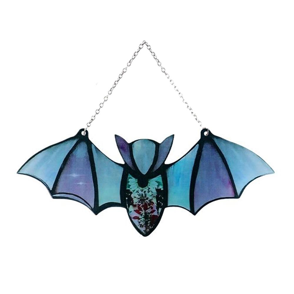 Halloween Bat Stained Glass Suncatcher Window Hanging Acrylic Wall Art Decor