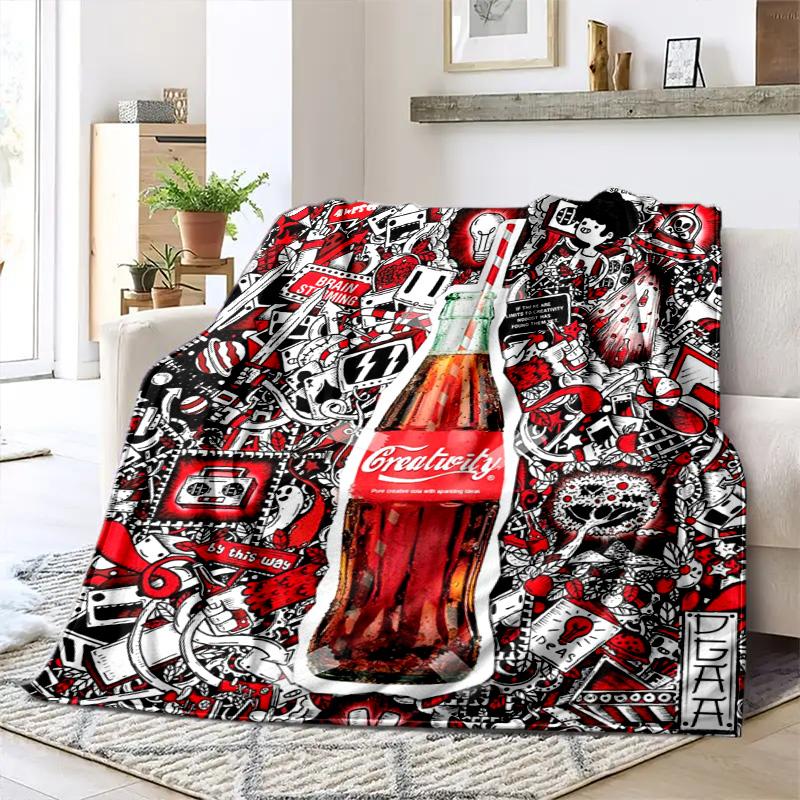 Christmas gift Halloween themed cola beverage Coca Cola blanket soft home furnishing nap decoration four seasons warm Sherpa blanket U4