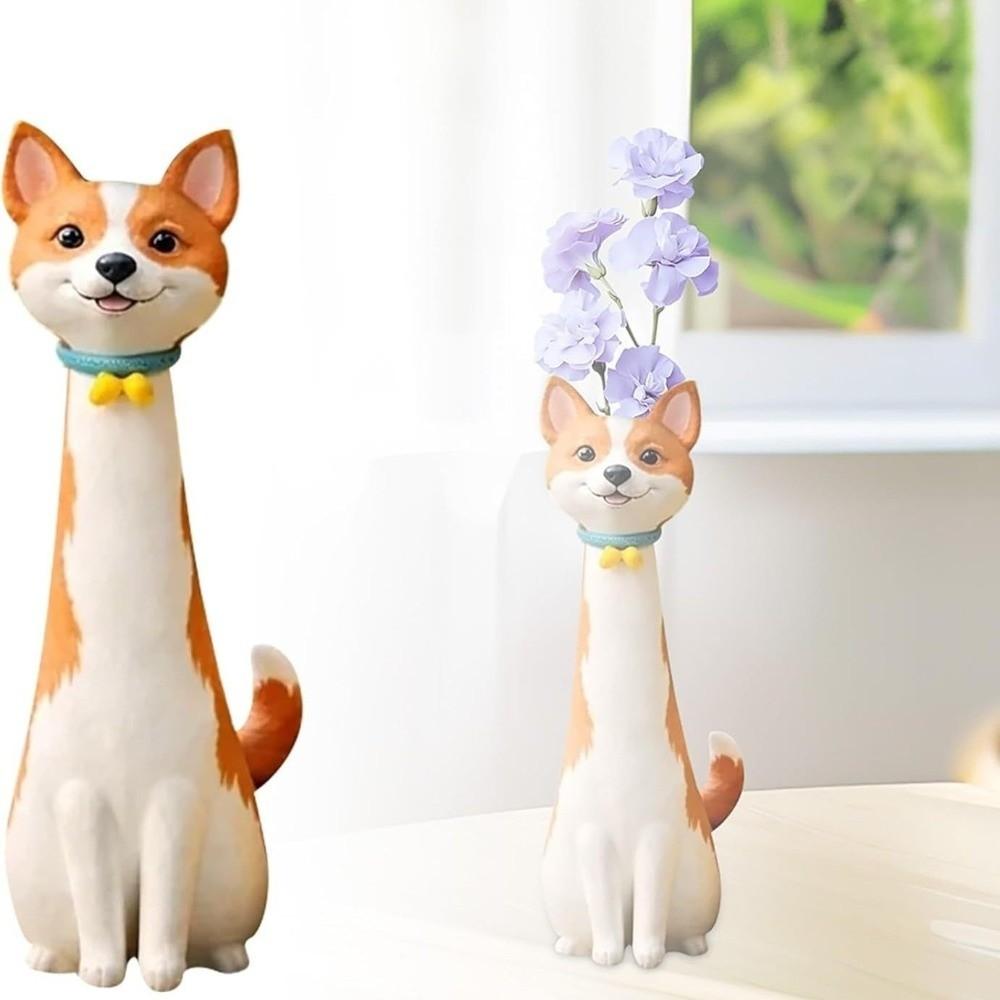 Handmade Dog Flower Vase Cartoon Animal Planter Modern Animal Flower Holder Home Decor