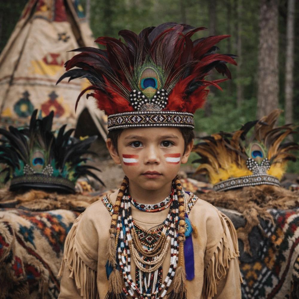 Colorful Indian Feather Crown Headpiece Peacock Costume Headdress Novelty Indian Headband Show