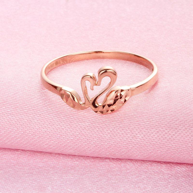 Позолоченное кольцо-лебедь Rose Gold, кольцо с фиолетовым золотом, живой дизайн, ювелирное изделие