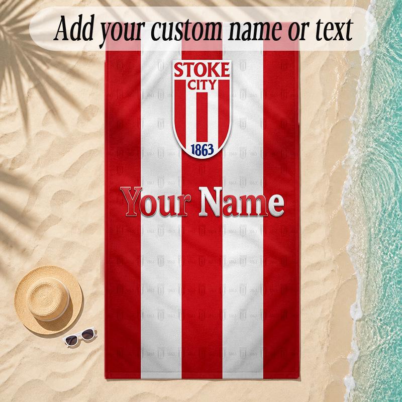 Beach TowelStoke City FC Custom Name Text Personalized Soft Towel for Beach Pool Indoor Home Decor Gift
