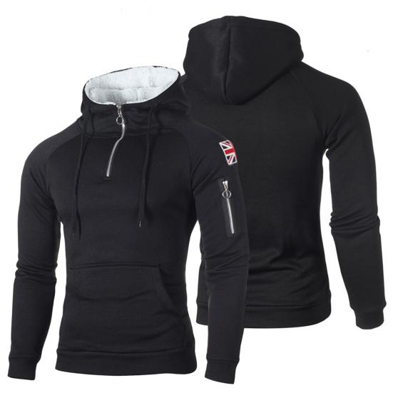 Мужская толстовка с карманами и карманами, уличная одежда, пуловер в рубчик с манжетами и маркировкой, толстовка для повседневной носки