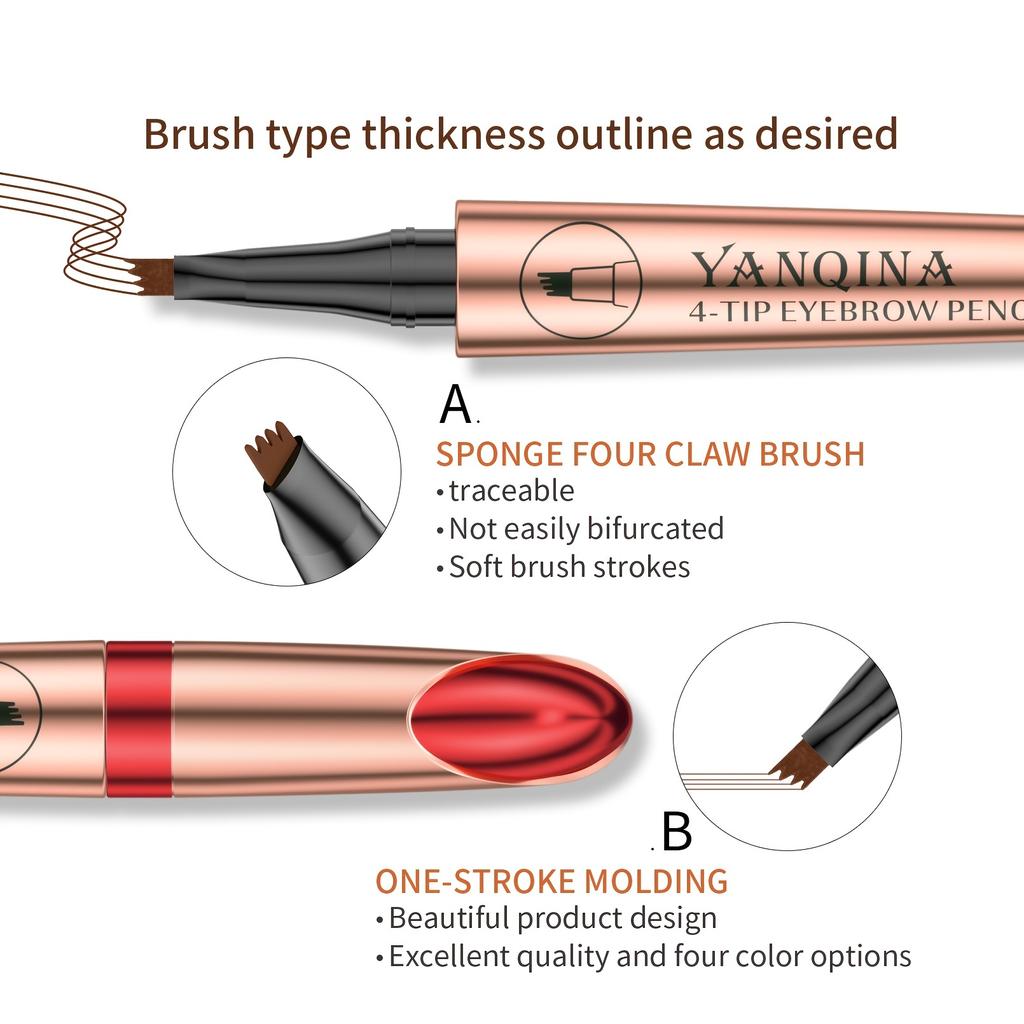 Stylish 4D Waterproof and Sweatproof and Long-lasting Makeup Four-pronged Liquid Eyebrow Pencil