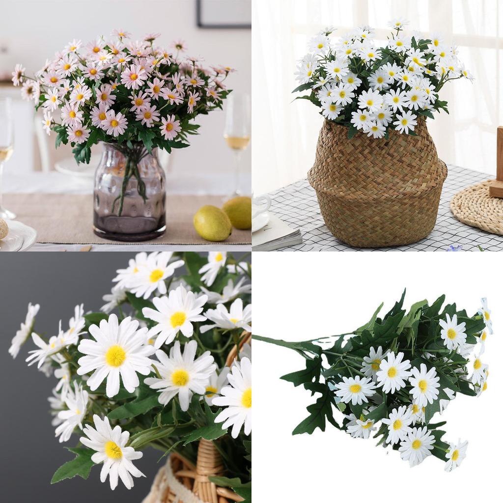 Small Fresh Daisy Artificial Flower Spray With Silk Craft For Living Room Decoration And Photo Studio Use
