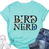 Новая летняя модная футболка с коротким рукавом Bird Nerd Tee с принтом, повседневный женский топ с круглым вырезом, пуловер