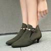 Модные ретро серые красные зеленые женские сапоги винтажные ботильоны для женщин модные женские короткие сапоги с пряжкой женская обувь большого размера