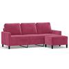 VidaXL 3-seater Sofa and Footstool Bordeaux Red 180 Cm Velvet, Sofa, Sofa with Footstool, Sofa Three 3201059