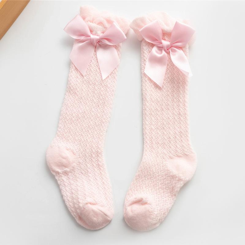baby summer socks for newborn long socks set white mesh ruffle cotton soft long new born socks with bow princess birthday gift