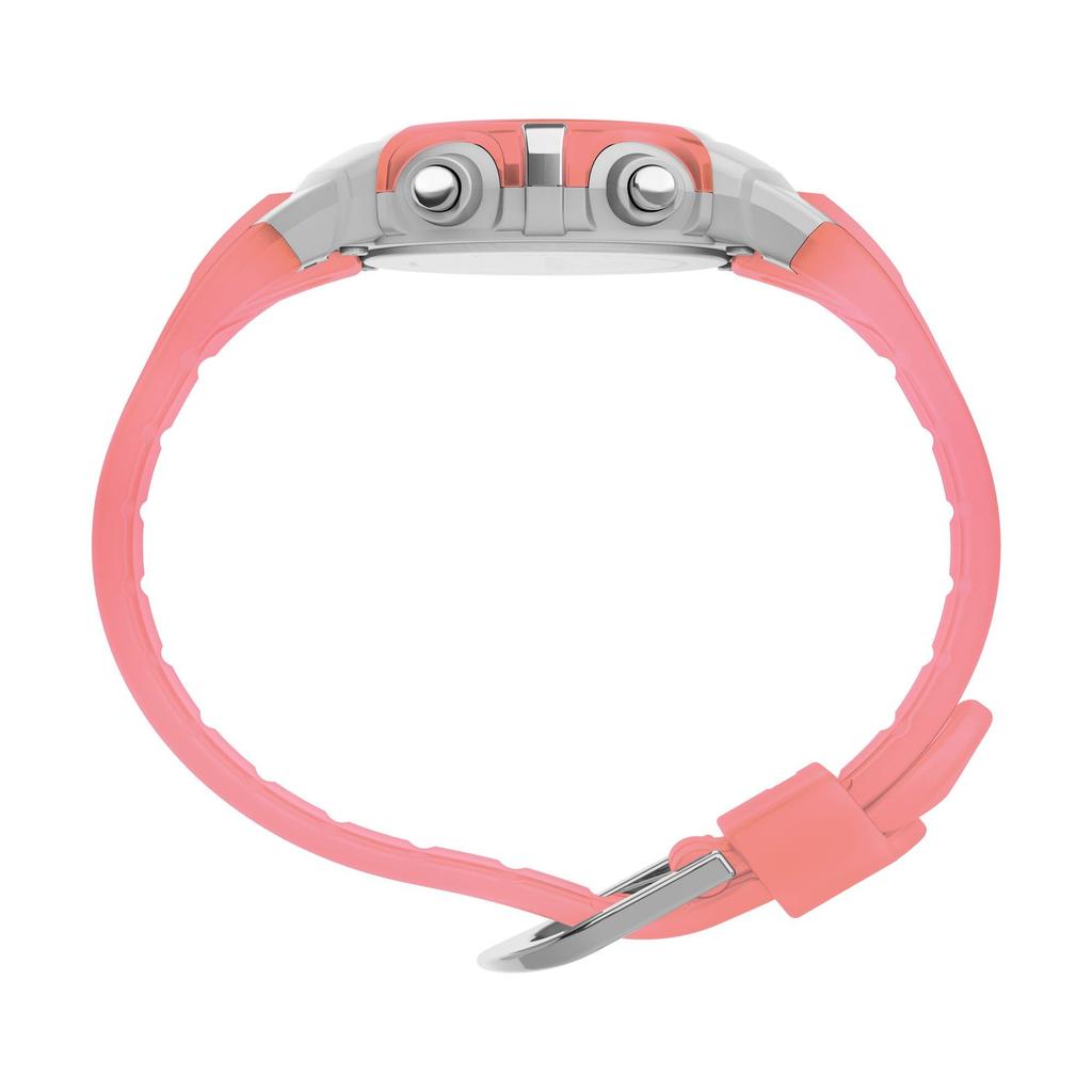 Часы Timex Uni Digital 33 мм — розовый ремешок, цифровой циферблат, серебристый корпус, розовый/серебристый оттенок/цифровой.