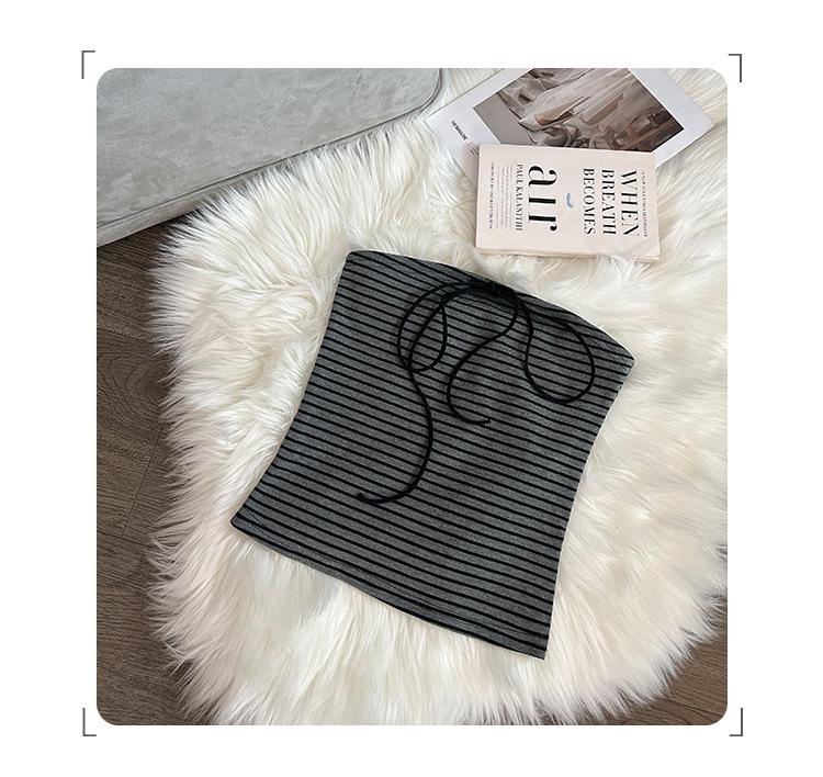 Женская майка-труба в полоску со шнуровкой в тайском стиле - уникальный летний дизайн