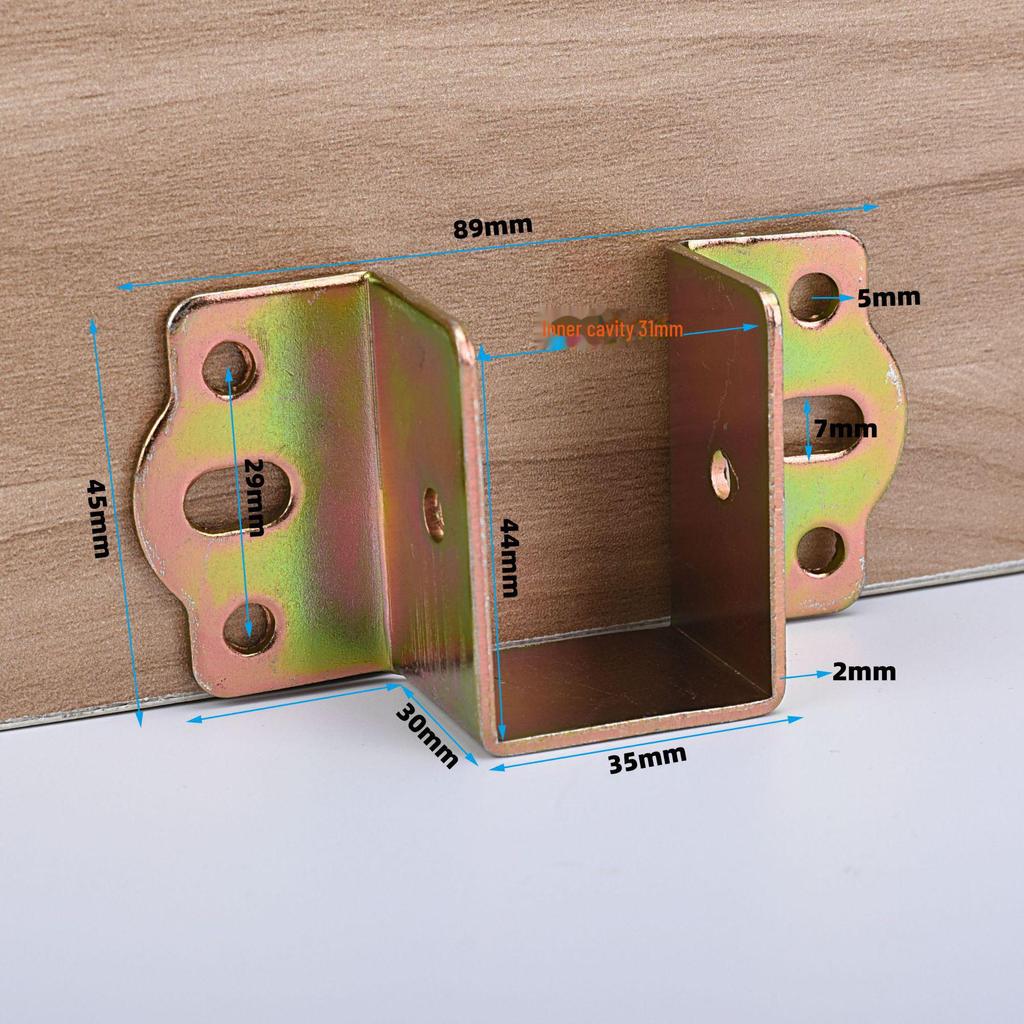 Thickened Bed Hinge with Support Hardware for Furniture - Wooden Square Bar Connector for Bed Frame