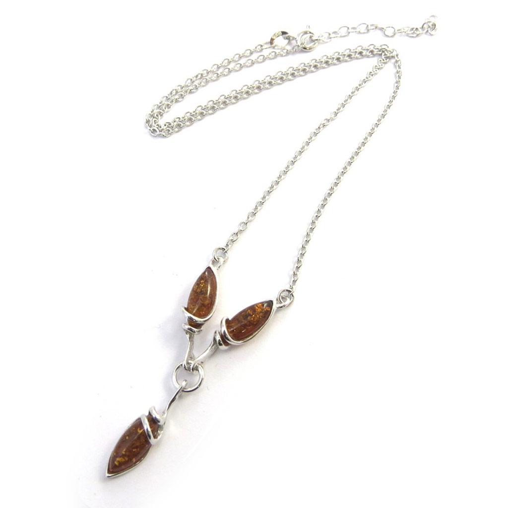 Les Trésors De Lily [N2815] - Silver Necklace 'Inspiration' Amber Cognac (rhodium-plated) - 20x6 Mm