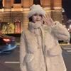 Зимой новое пальто из овечьей шерсти для женщин, которое уменьшает возраст и сохраняет тепло, утолщенный искусственный мех кролика средней длины