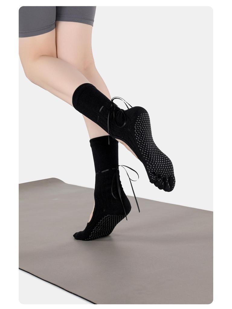 MEIKAN Женские нескользящие носки до середины икры с лентой на пальцах для йоги