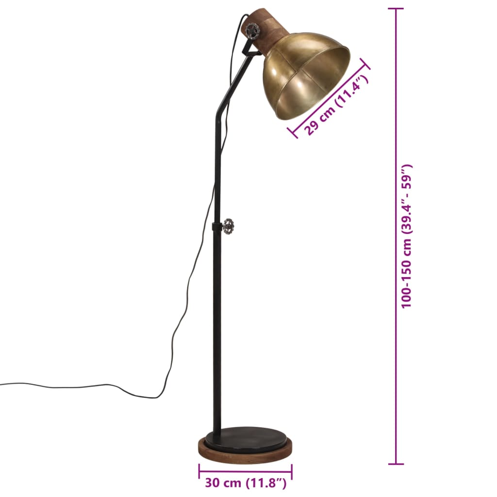 Floor Lamp 25 W Antique Brass Finish 30 x 30 x 100 150 cm E27 Socket