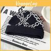 Y2k Goth Style Knit Hat With Chain Pattern For Streetwear And Hiphop Fans