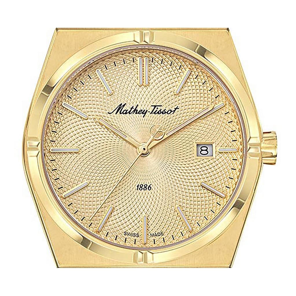 Mathey-Tissot Мужские кварцевые часы Zeus H118PDI из нержавеющей стали золотистого оттенка с циферблатом цвета шампанского