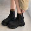 Мягкая кожа теплые утолщенные шерстяные зимние ботинки 2024 зима толстая подошва круглый носок толстый средний каблук коровья кожа мех короткие ботинки дети