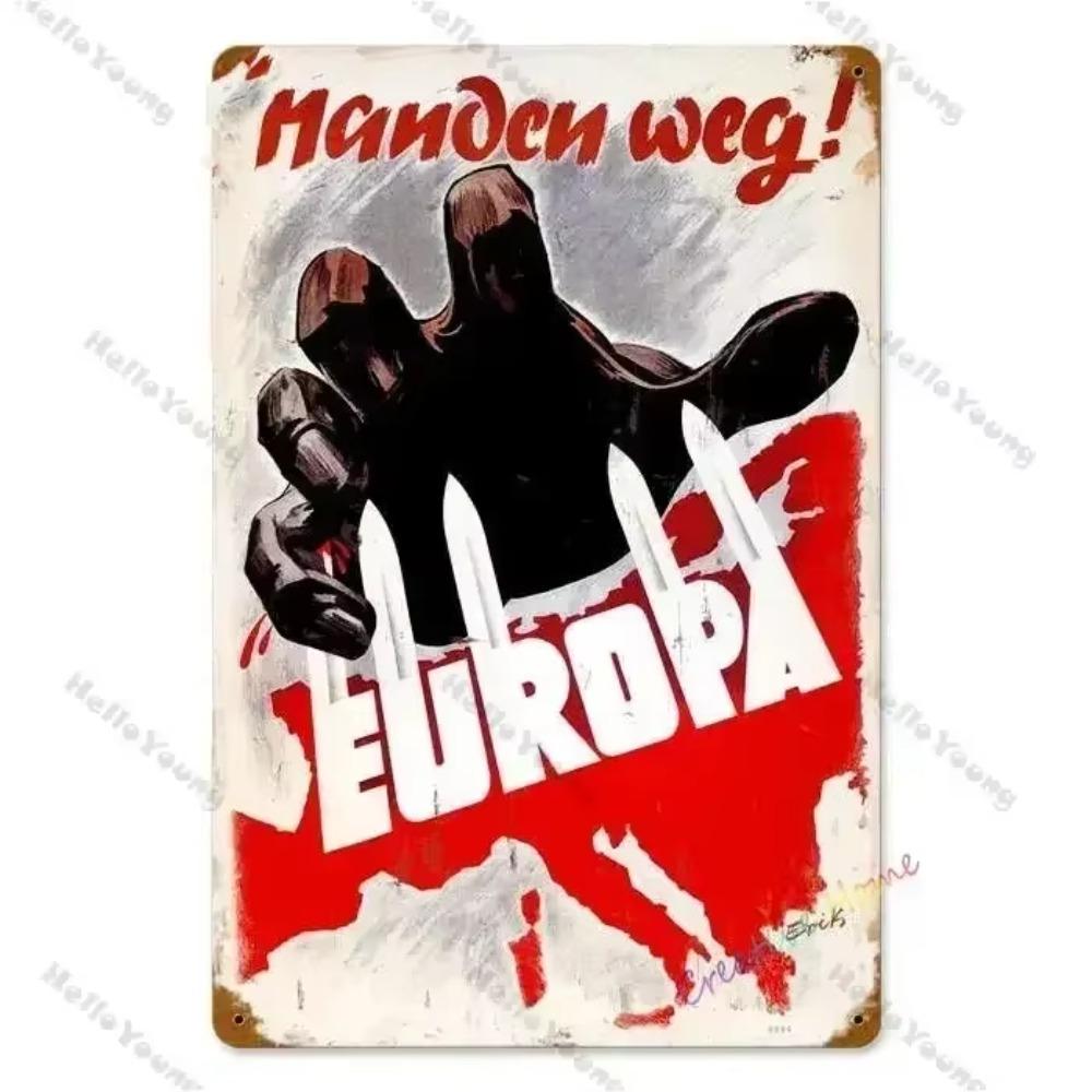 BarCafeVintageArt Не шуметь Металлическая табличка - Винтажный немецкий плакат, Табличка для пещеры|Отлично подходит для украшения домашнего бара, гаража, кафе и гостиной