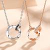 Hot Selling Double Ring Couple Necklace with High-end Feel, Light Luxury, Niche Fashion, Collarbone Chain Accessories