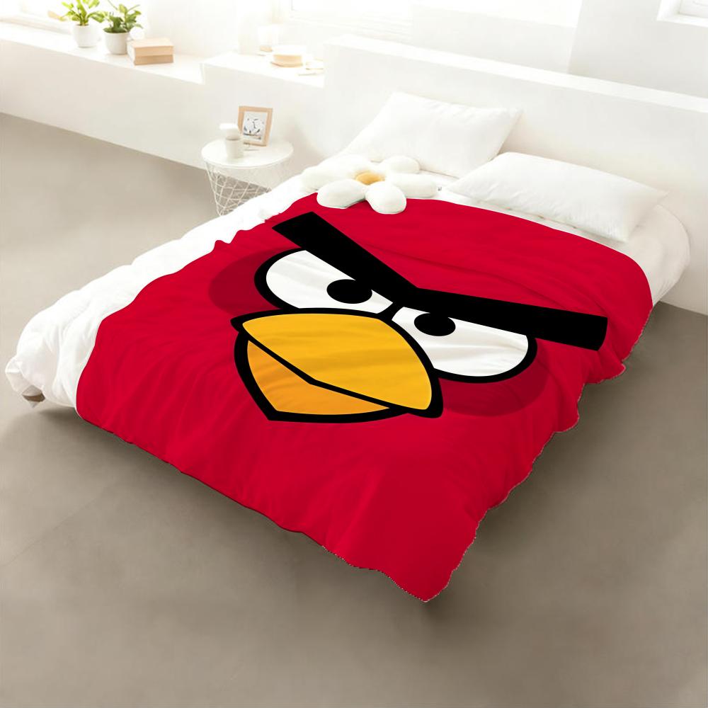 Playful Angry Birds Game Throw Cozy Soft Flannel Throw Lightweight Skin-Friendly for Sofa Bed Office & Travel