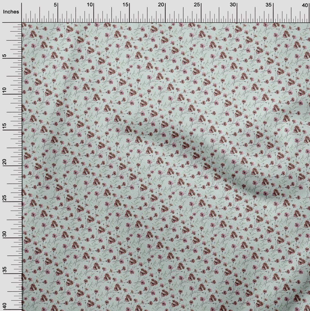 oneOone Ткань Cotton Flex Mint Green с акварельным цветочным принтом, ткань для платья, ярд, 40 дюймов
