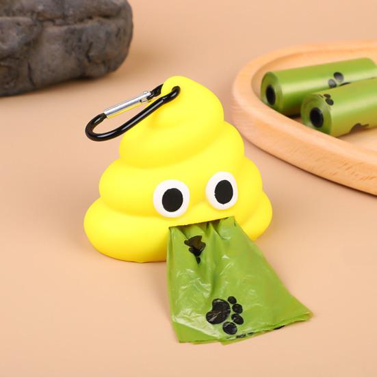 Диспенсер для мешков для мусора с карабином Легко повесить Винил в форме табурета Разлагается для домашних животных