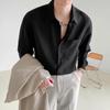 Men's Trendy Korean Style Loose Long Sleeve Shirt - 2022 Spring/Autumn Drape, Non-Iron, Solid Color