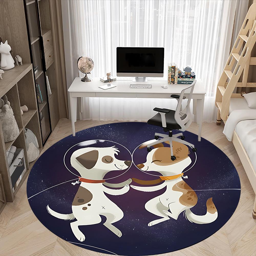 1pc Space Pals Office Round Area Rug, Under Office Chairs Bedroom Living Room Home Decor, Room Deco
