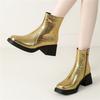 Fashion Gold Silver Women Chelsea Boots High-Top Size Zipper Round Toe Booties Platform High Heels Luxury Trendy Banquet Party Dress