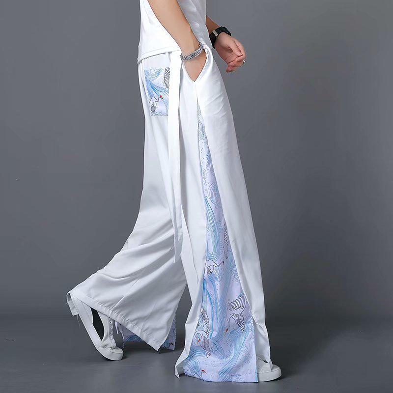 Men's Chinese Style Ice Silk Taoist Robe: Trendy Three-Piece Hanfu Tang Suit for Summer