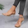 Large Size Women's Shoes Summer New Fashion Square Head One Word Transparent Wine Glass High Heel Cool Slippers Women