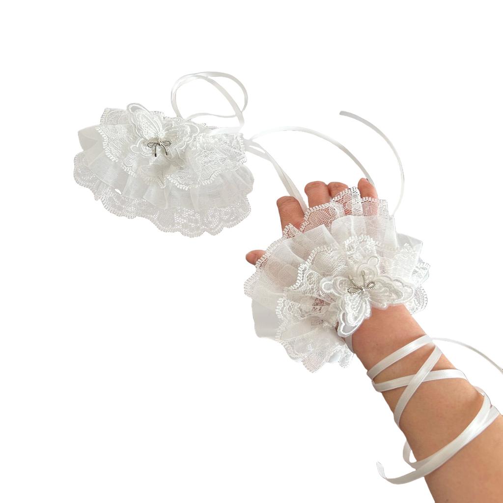 Ложные рукава-ленты Съемный свитер в стиле балеткор Декоративные рукава Кружевной край Плиссированные кружевные манжеты