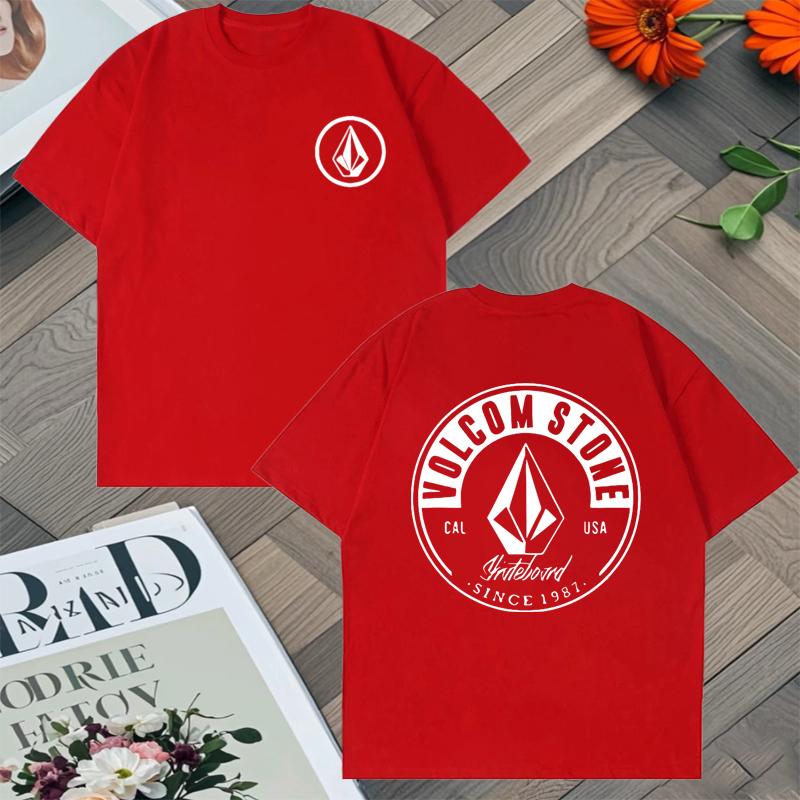 2025 New in Top Volcom Stone Double Sided Printed Oversized tshirt Unisex Women 100 Cotton Crew Neck short sleeve Unisex tshirts