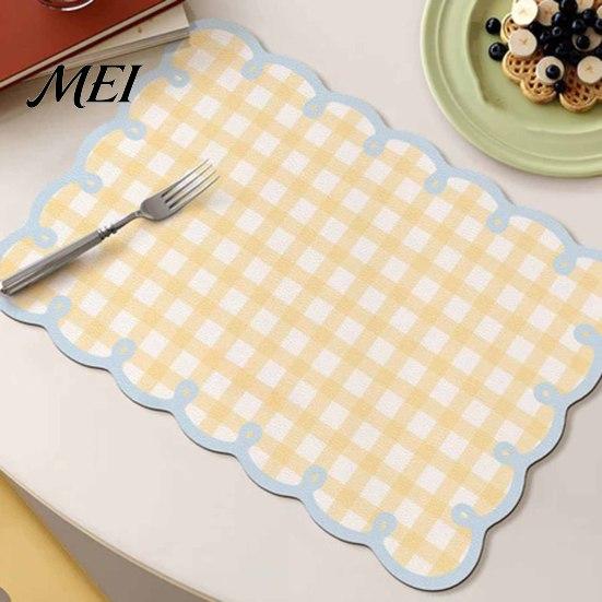 Quick-drying Kitchen Mat Diatomite Plaid Placemat with Wavy Edge, Heat Resistant Non-slip Table Drying Pad Mat, Absorbent Quick for Counter