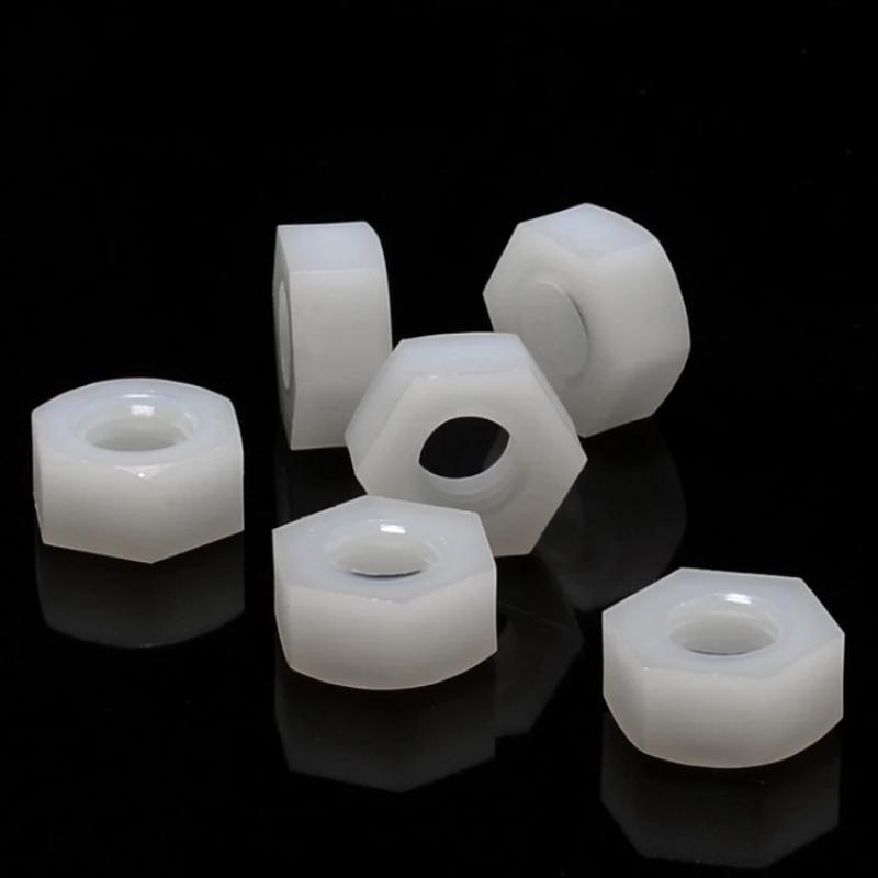 10/25 шт. 13 размеров M2 M2,5 M3 M4 M5 M6 M8 M10 M12 M14 M16 M18 M20, нейлоновые шестигранные гайки, болты, гайки, белые гайки