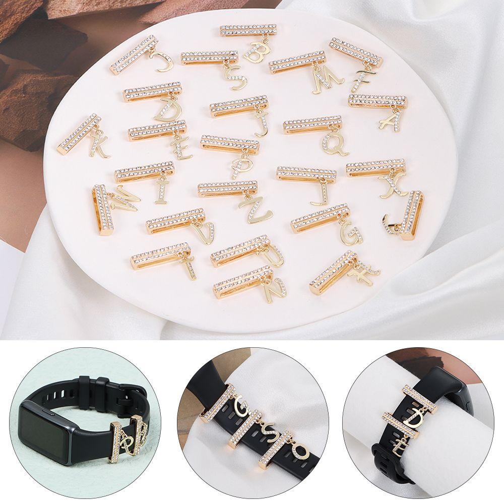 Creative 26 Letters Pendant Watch Band Ornament Strap Accessories Wristbelt Charms Decorative Ring