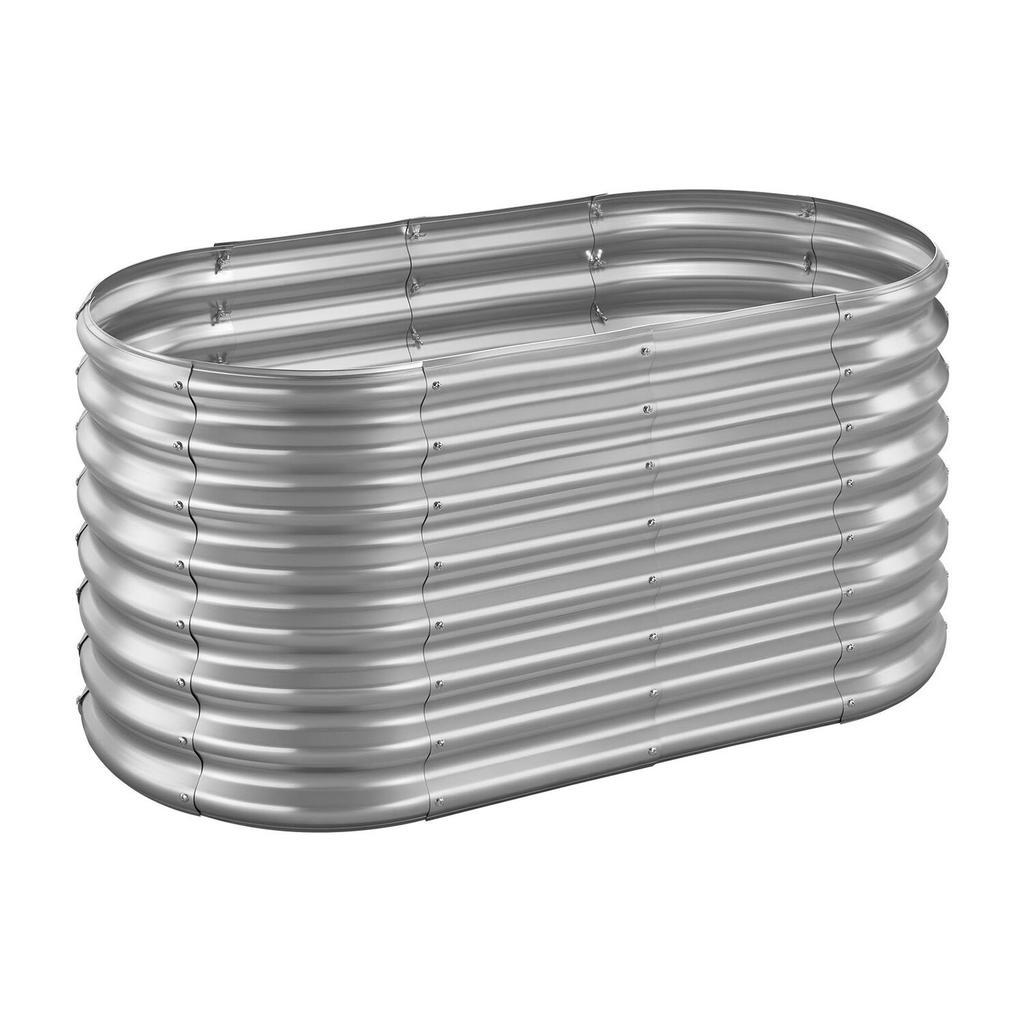 Metal Raised Garden Bed, 1.2 x 0.6 x 0.6 m Oval Outdoor Galvanized Planter Garden Box, Open Bottom Design, Large Planter Raised Bed for Growing