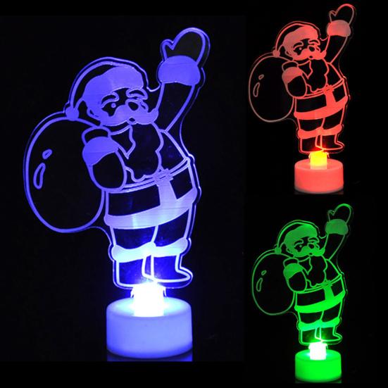 Pleasure Holiday Santa E-iffel Towers Colorful LED Acrylic Plate Light Table Lamp Christmas Decor