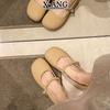 Coarse Heel Mary Jane Women's Shoes Doudou Shoes Spring and Summer New Soft-soled Lazy Leather Single Shoes Flat-soled Grandma Shoes