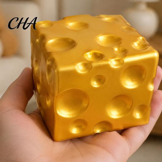 Сенсорные игрушки для снятия тревоги Золотой Сыр Игрушка-антистресс, Гигантский Куб Игрушка-сжималка Симулированная еда Защипывание для снижения и скуки